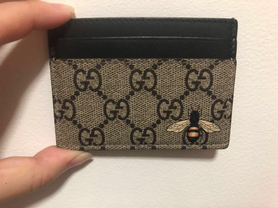 gucci card holder with bee