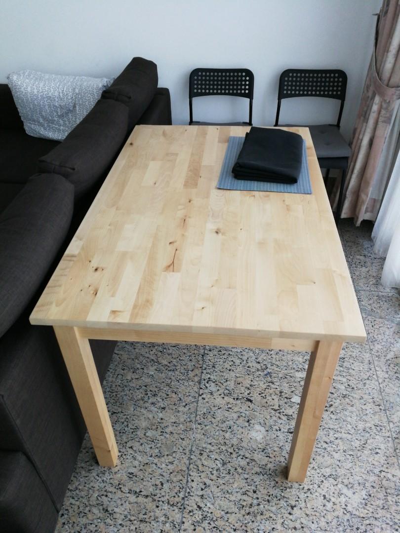 Ikea solid wood dining table, Furniture & Home Living, Furniture
