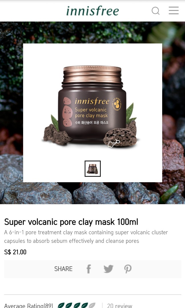 Innisfree Super Volcanic Pore Clay Mask X2 Health Beauty Face Skin Care On Carousell