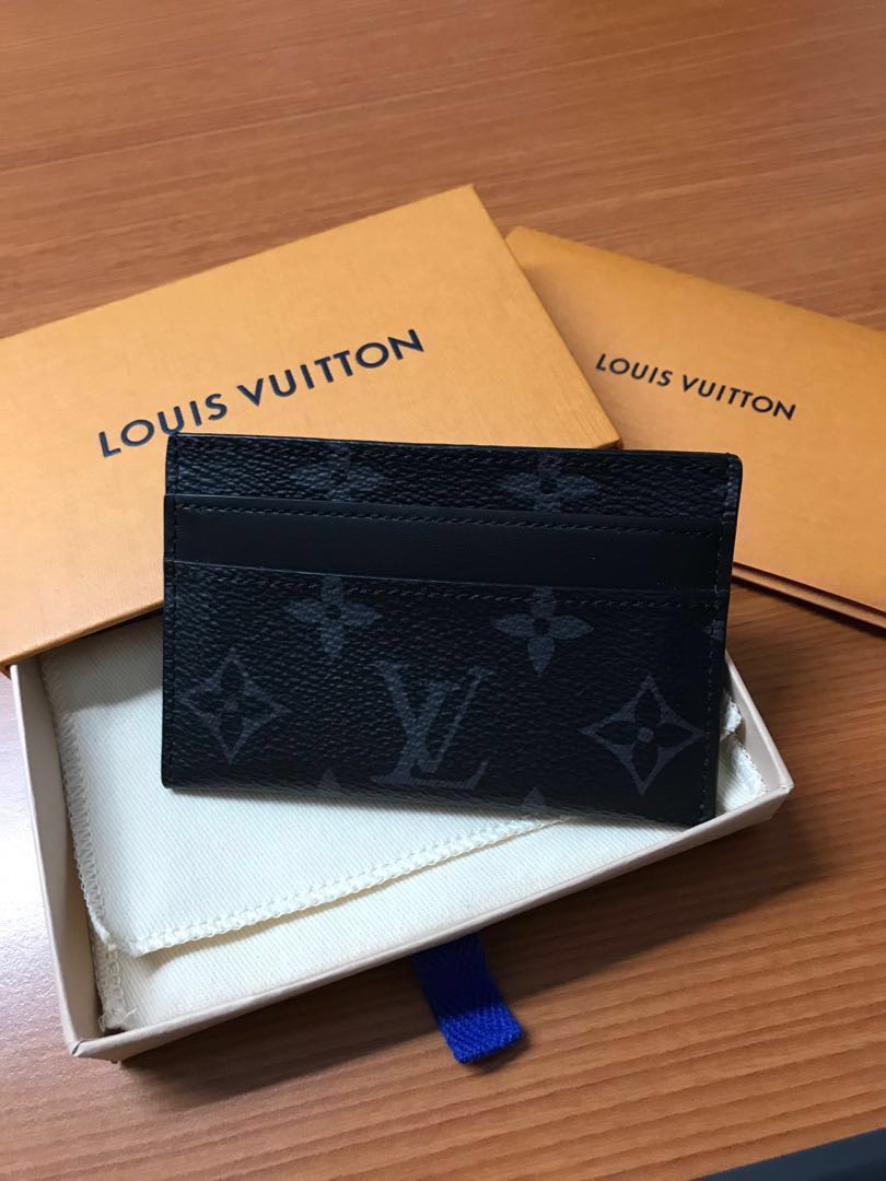 Louis Vuitton Monogram Eclipse Canvas Double Card Holder Made in France NEW