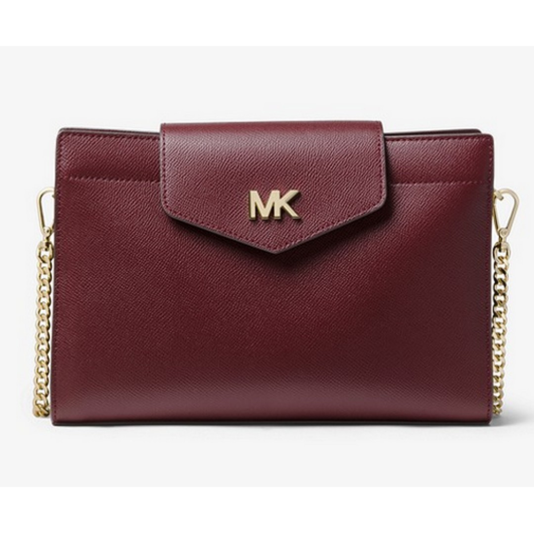 michael kors large crossgrain leather crossbody clutch