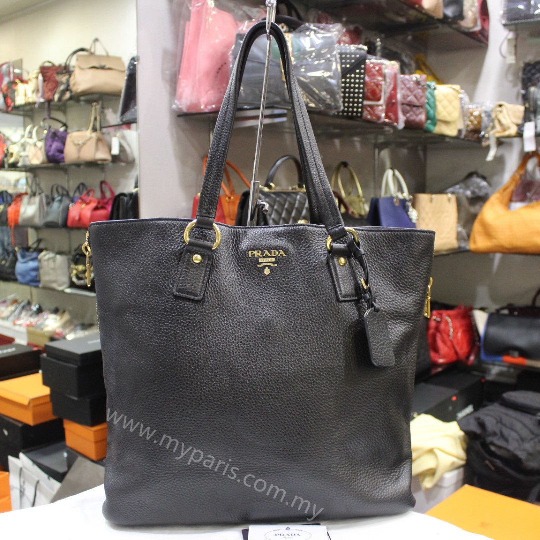 Prada BR4372 Nero Vit Daino Leather Shoulder Bag