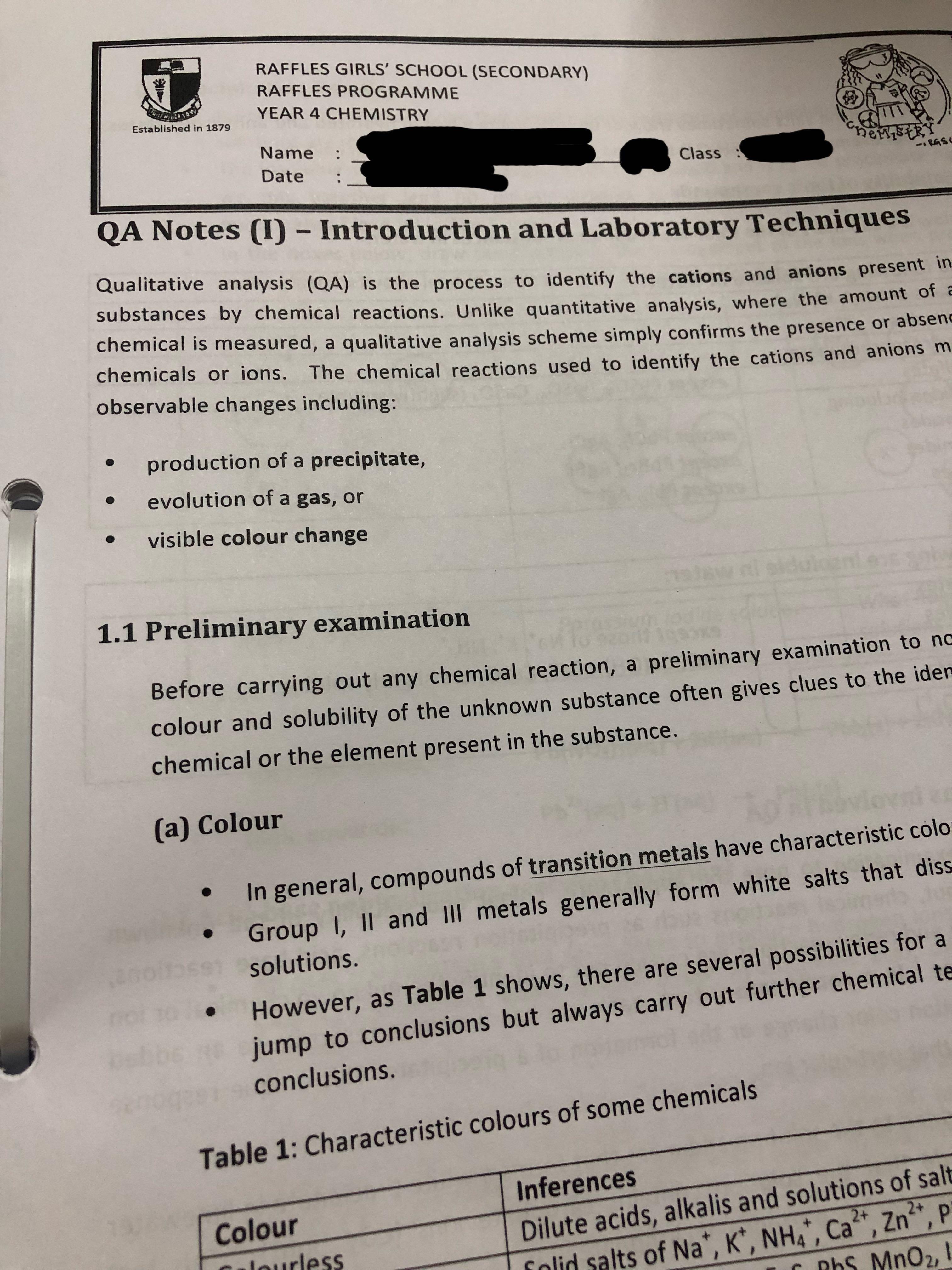Rgs Science Notes RGS Sec 4 Chemistry Notes & Worksheets, Hobbies & Toys, Books ...