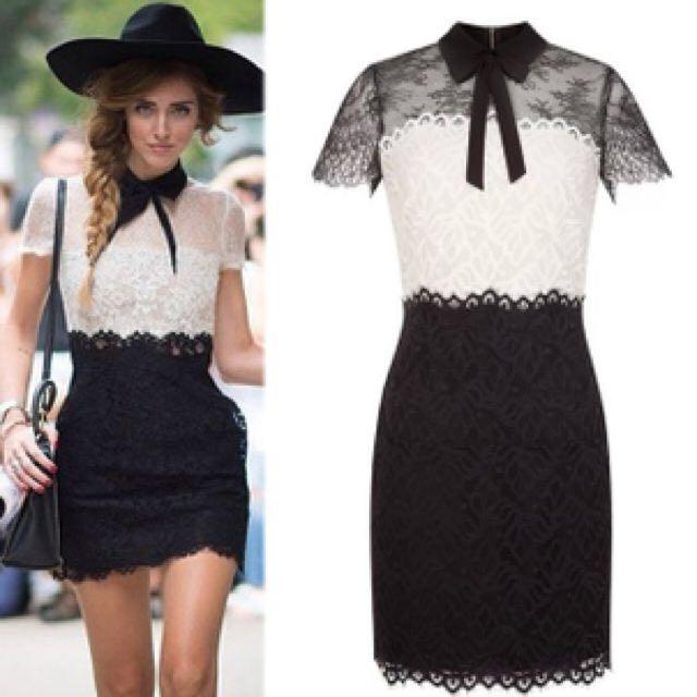 sandro two tone lace dress