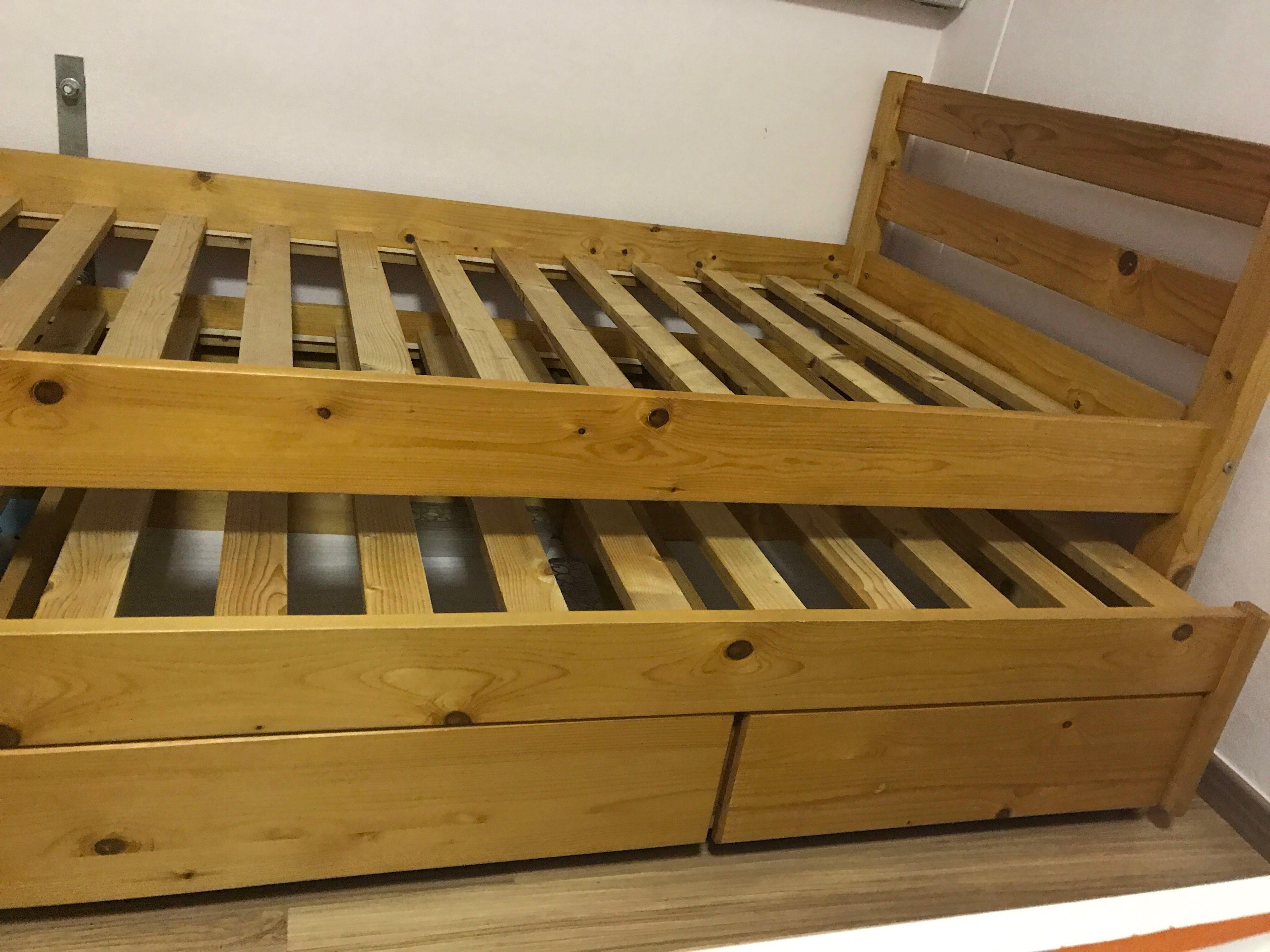 Sea Horse Wooden Pullout Bed Frame With, Bed Frame With Pull Out Drawers