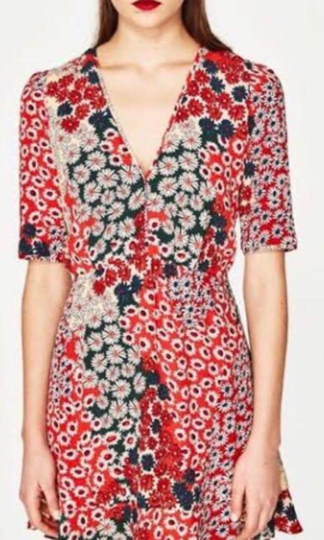Zara red shop daisy dress