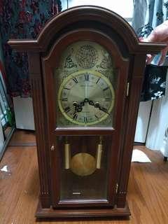 Vintage Waltham Grandfather Wall Clock Wood Westminster Chime Tempus Fugit