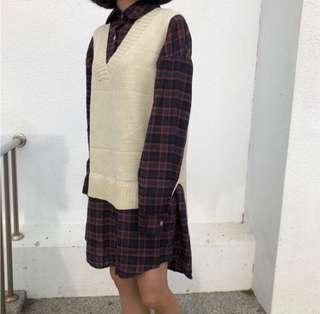 杏色 針織 背心