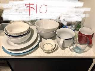 6 Plates, 5 Bowls and 4 cups, with 2 free saucer!!