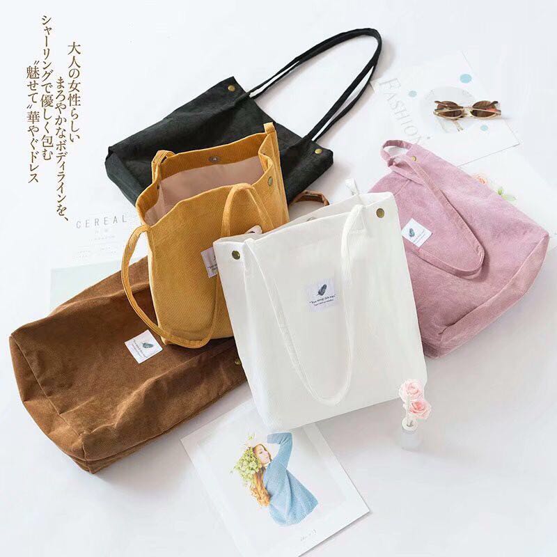 korean corduroy tote bag