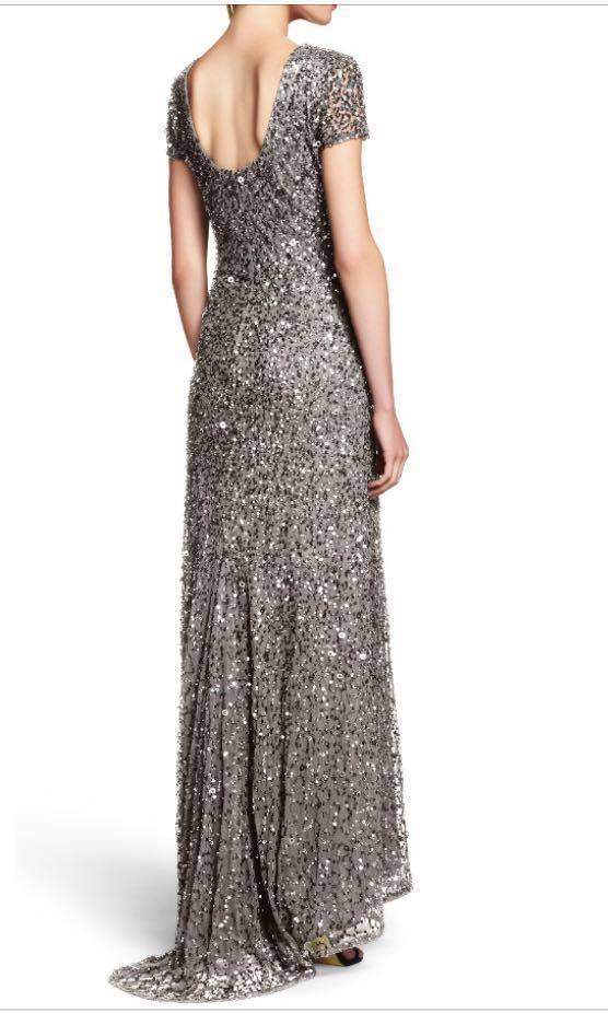Adrianna Papell scoop back sequin gown Women s Fashion Dresses