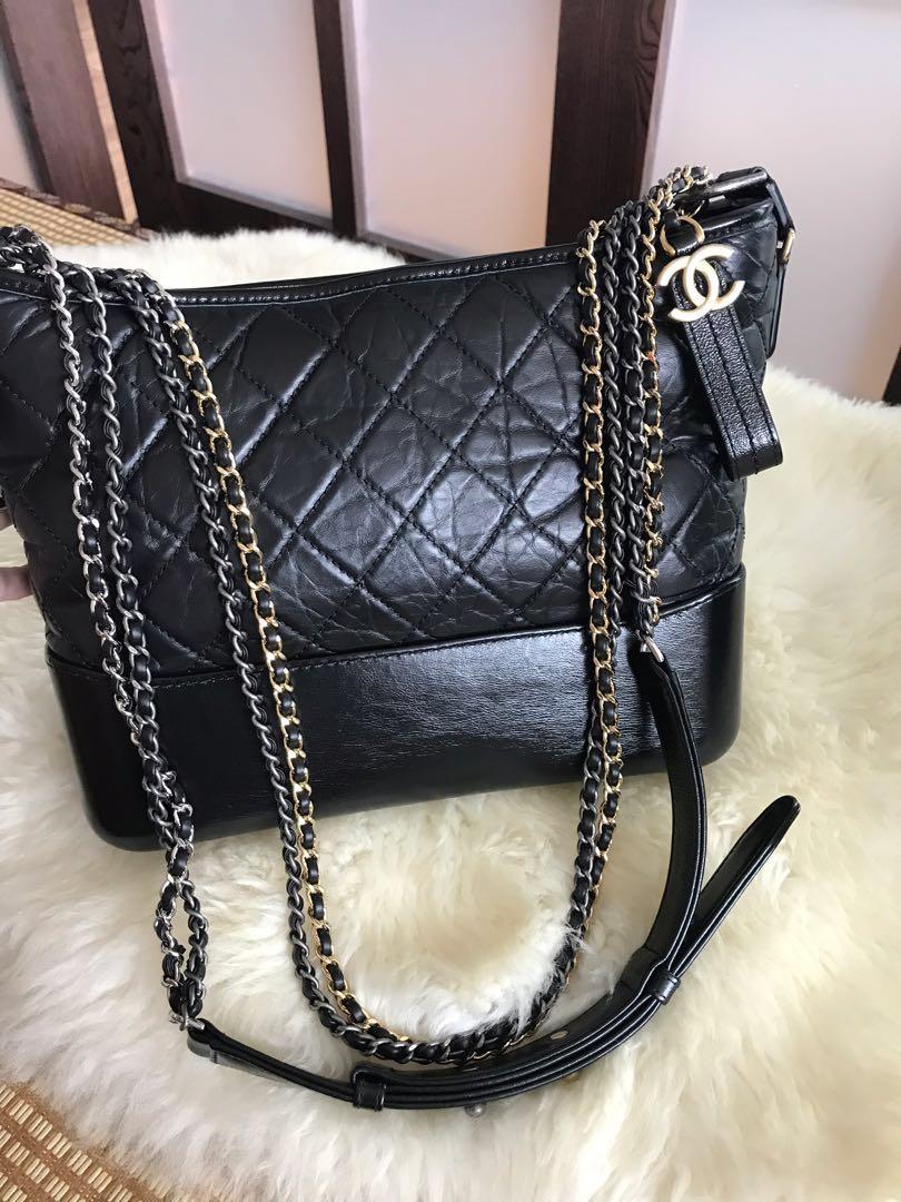 Almost New #23 Chanel Gabrielle Medium Hobo Bag Black With 3 HW