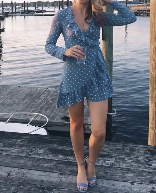 polka dot mini wrap dress