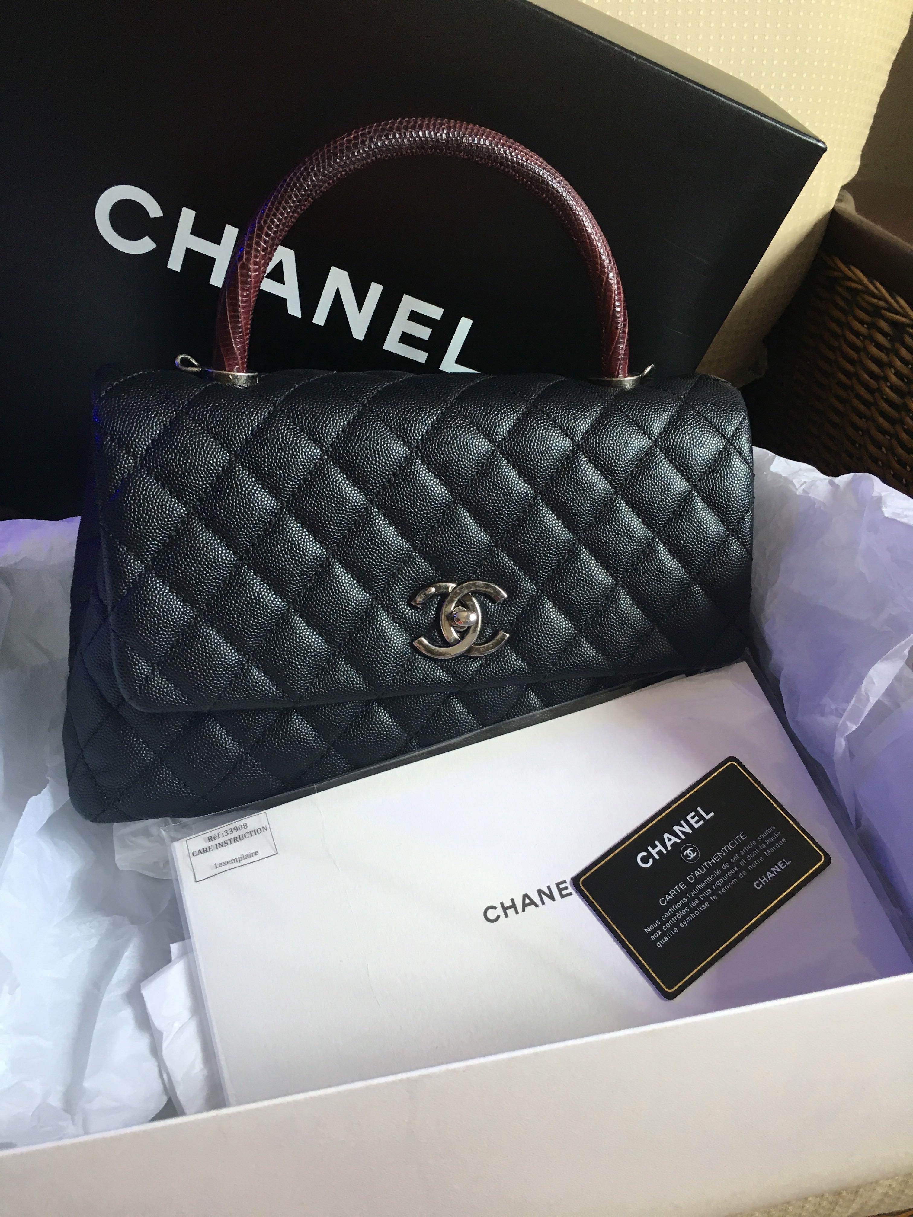 Chanel small lizard small coco handle flap bag, Luxury, Bags
