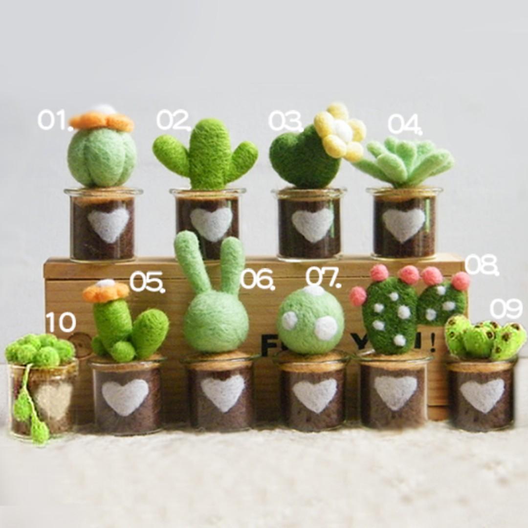 Diy羊毛氈材料包手作多肉植物盆栽玻璃瓶手工藝套裝工作墊戳針海綿限定優惠 興趣及遊戲 手作 自家設計 文具及工藝