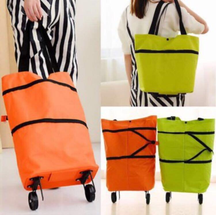 Foldable Tug Shopping Bag 2 In 1 Extended with Foldable Wheels