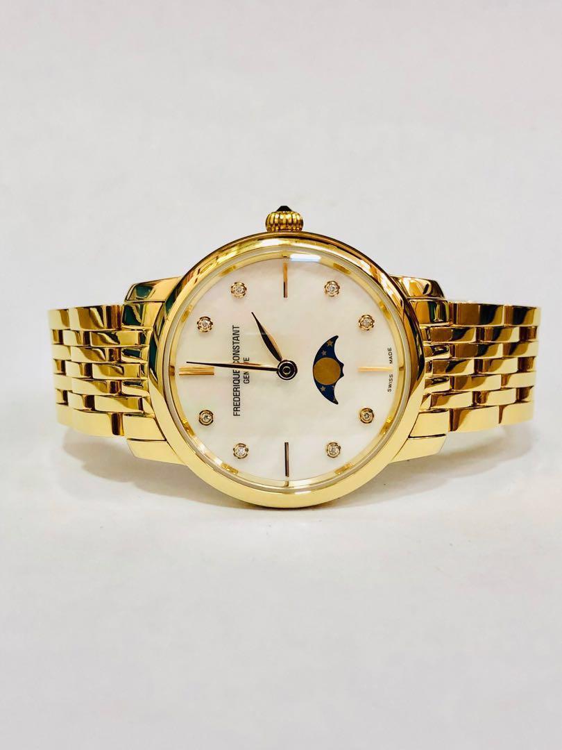 Authentic Fr d rique Constant Slimline Moonphase Diamond Watch