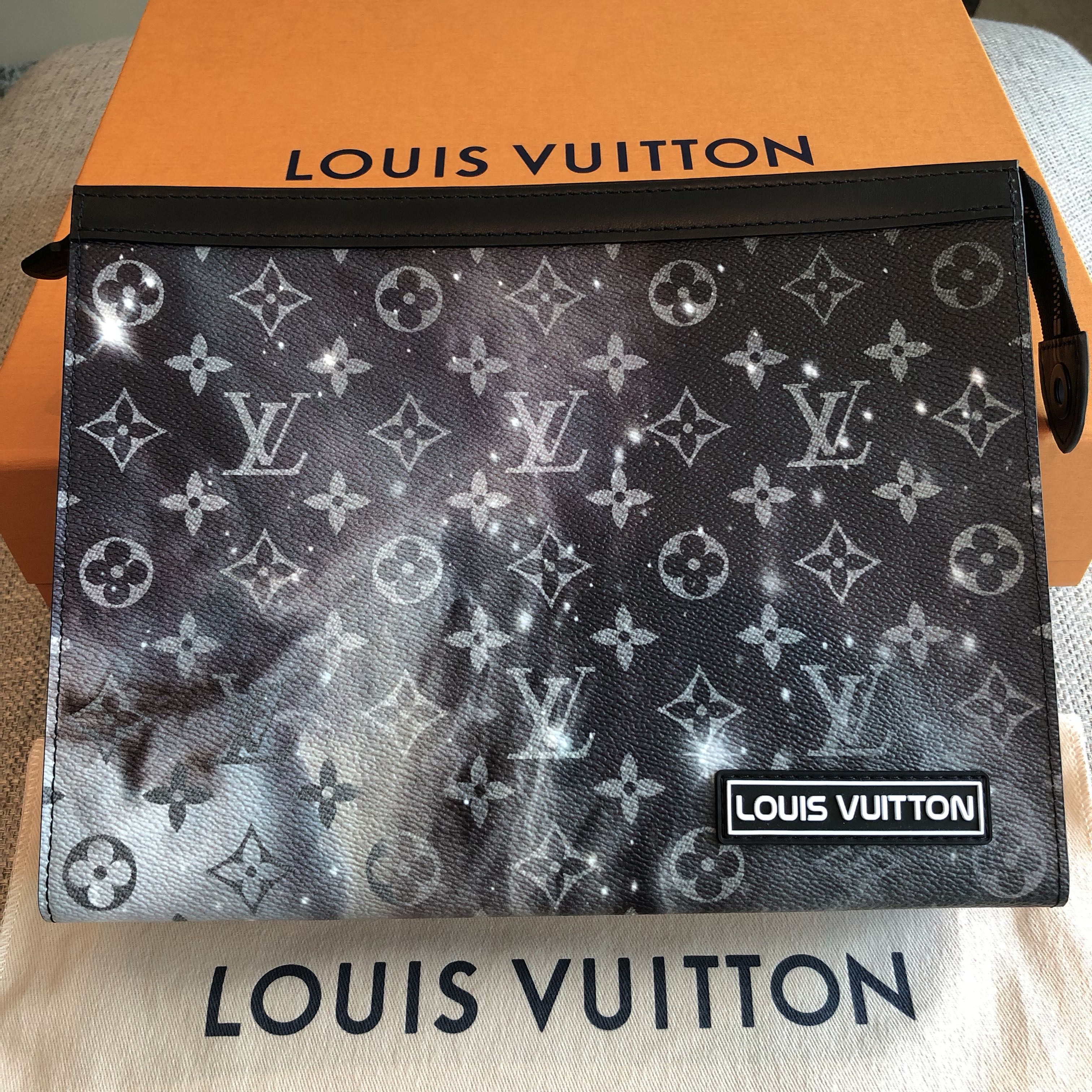 Pre-owned Louis Vuitton Voyage Pochette Monogram Galaxy Mm Black