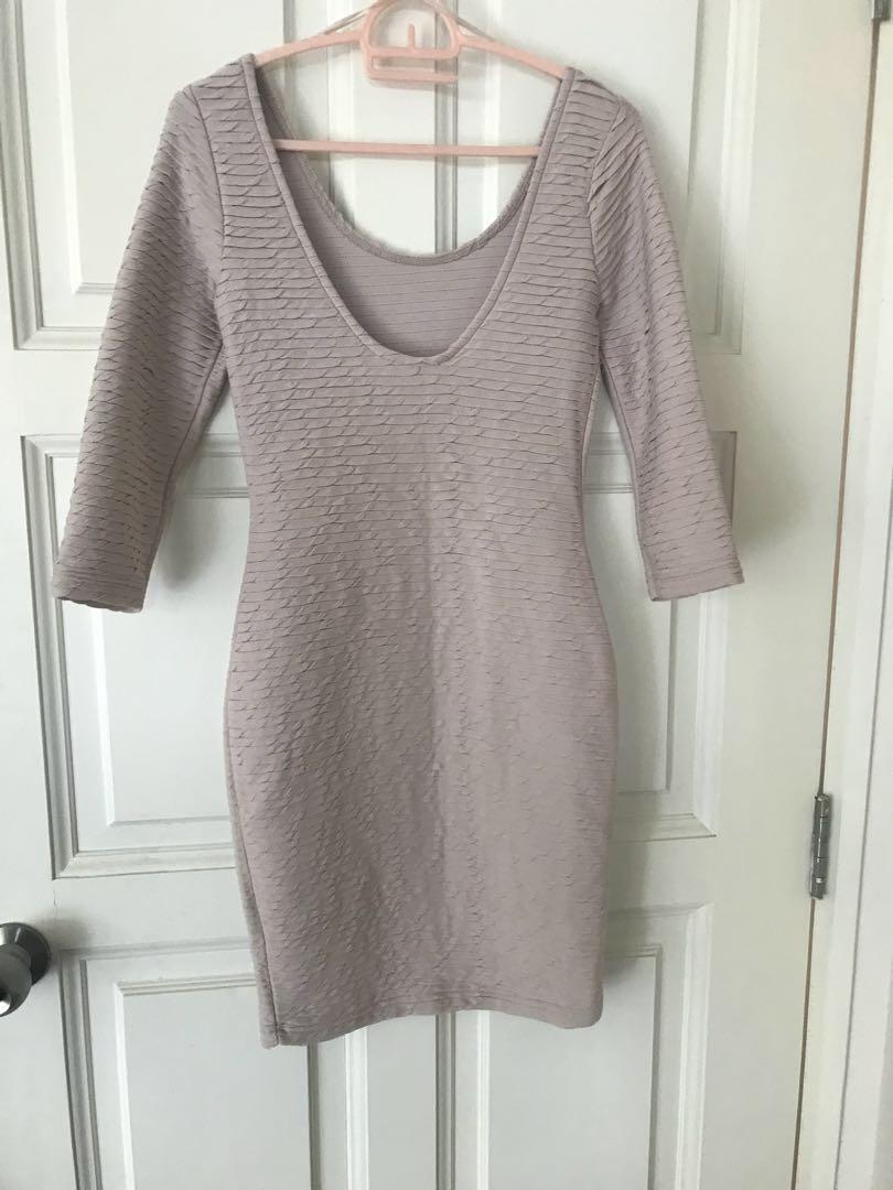 dusky pink bodycon dress