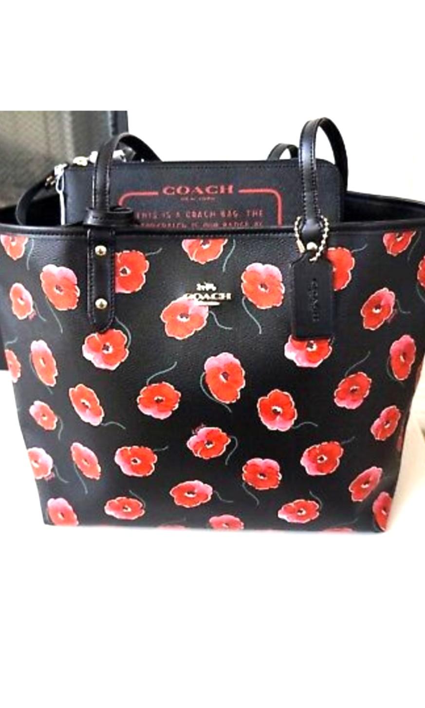 coach black floral purse