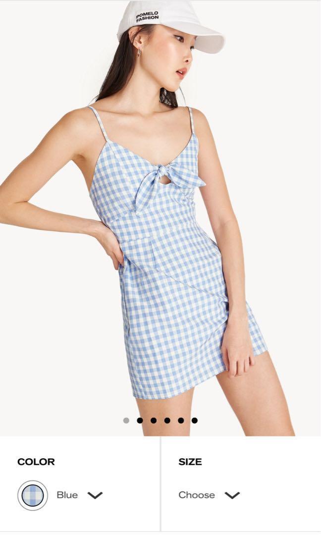 gingham dress blue