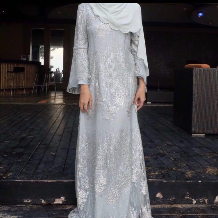 Powder Ice Blue Glitter Evening Dress For Rent On Carousell