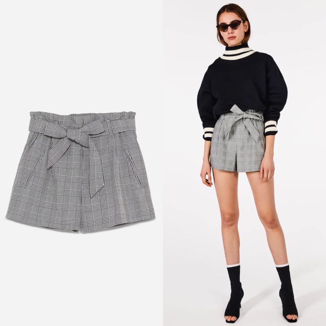 zara checkered shorts