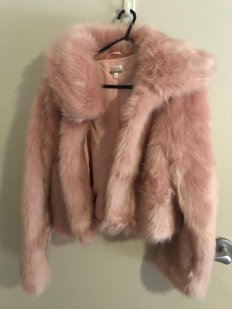 Tokito Pink Crop Fluffy Coat Women s Fashion Clothes on Carousell
