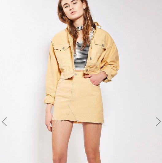 Pale yellow 2025 denim skirt