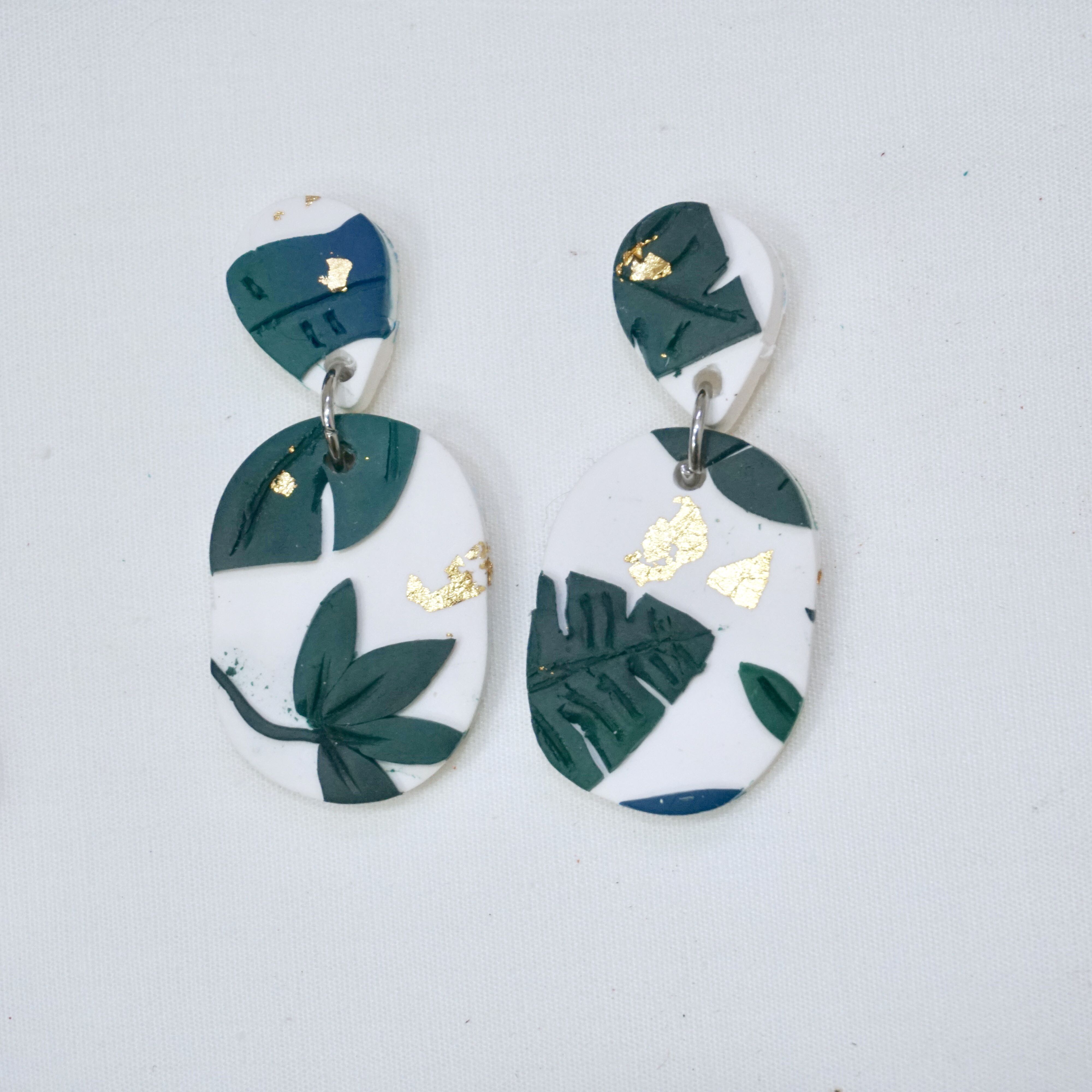 Statement Earrings Clay Earrings Boho Earrings Unique Earrings Handmade Polymer Clay Earrings Gifts for Her Palm Leaf Studs