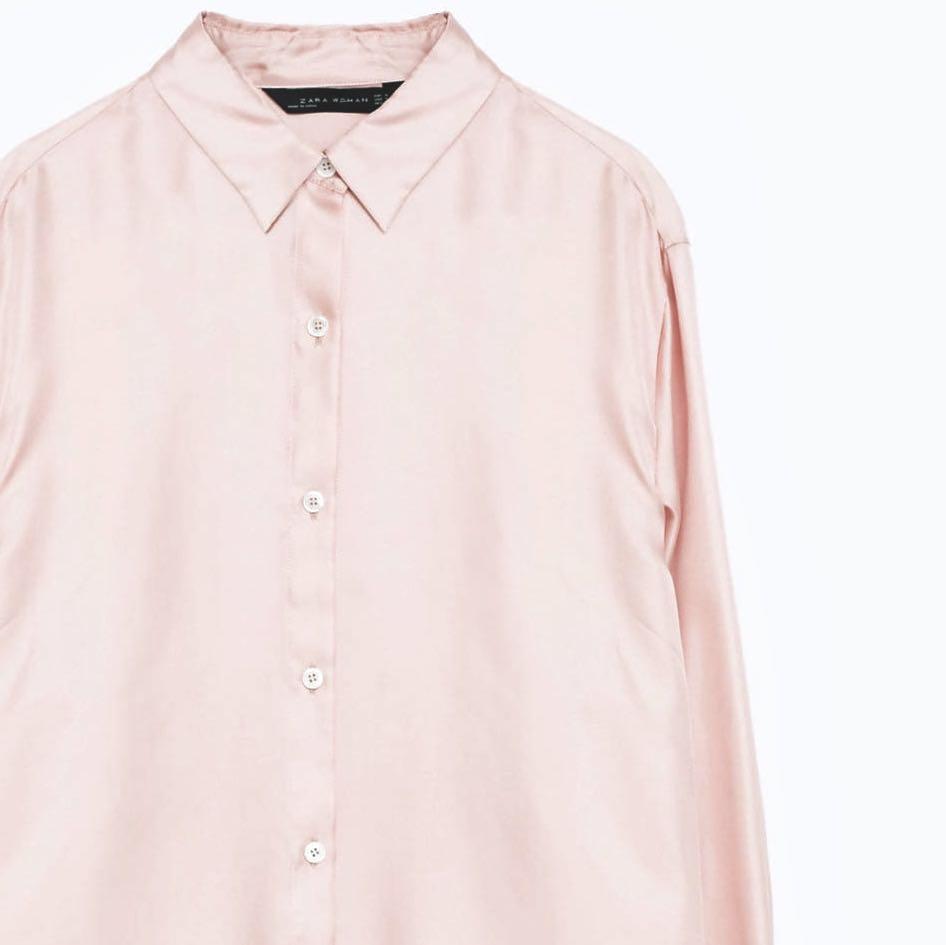 pink satin blouse zara