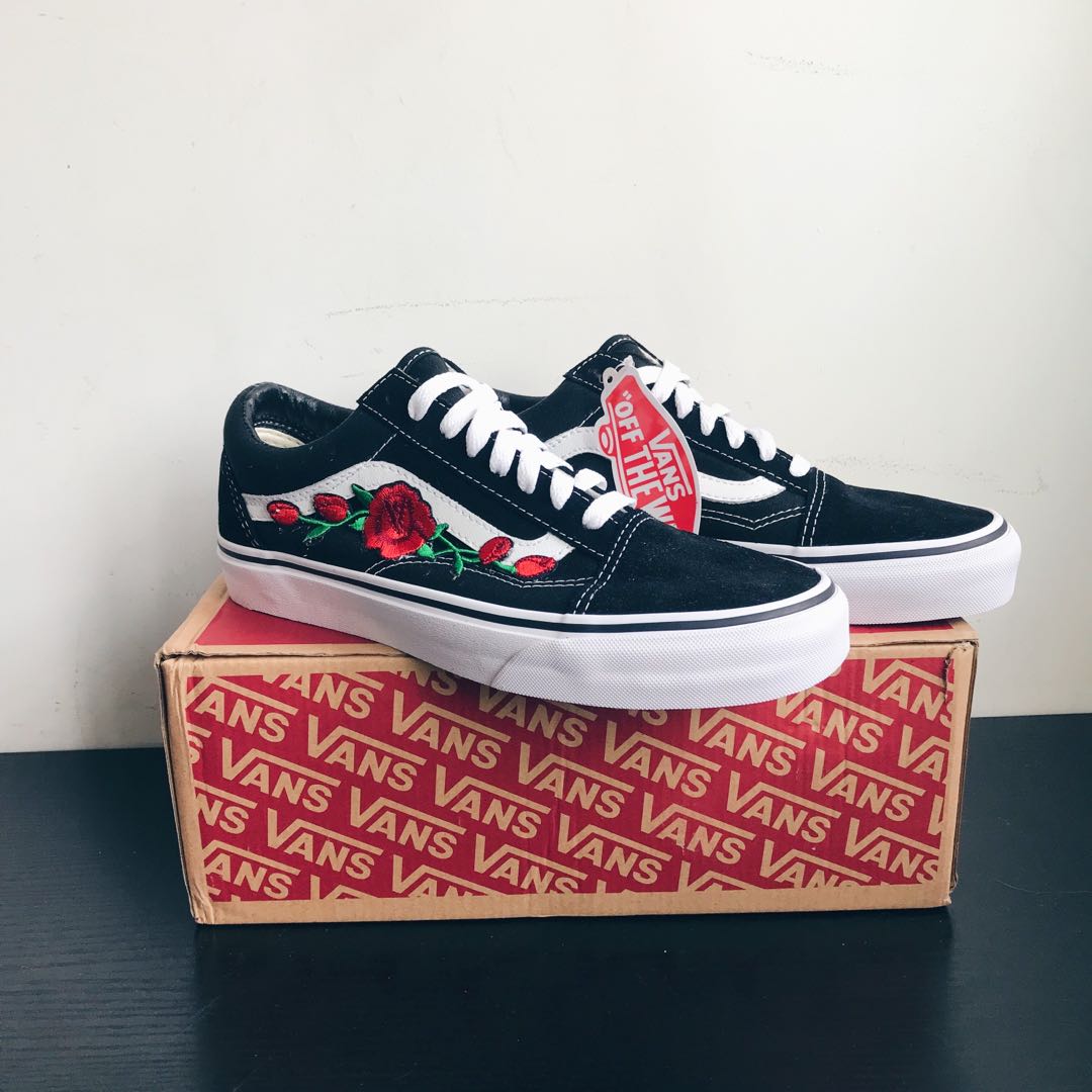 van shoes with roses