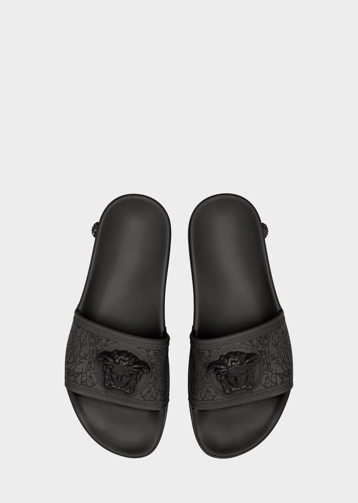 All black versace slides sale