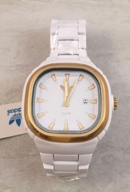 white and gold adidas watch