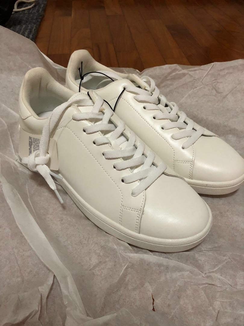 White faux leather shoes discount