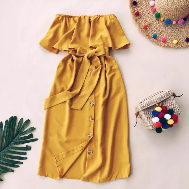 mustard beach dress