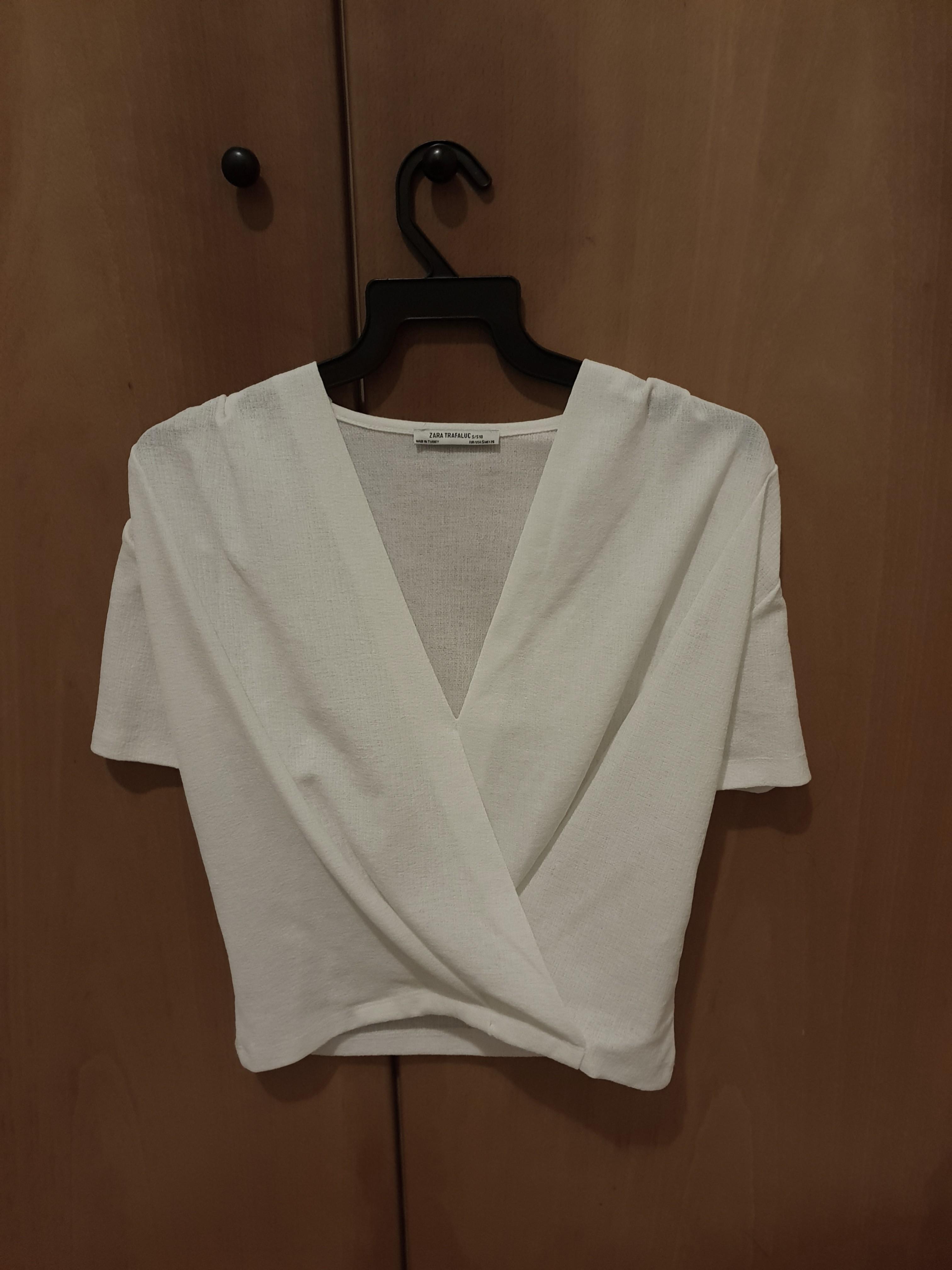 zara white wrap top