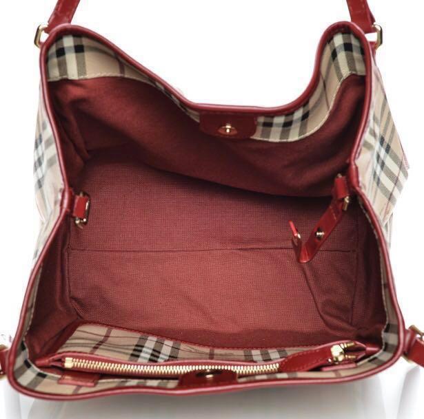 Burberry Haymarket Check Tote Bag - Red Totes, Handbags - BUR361302