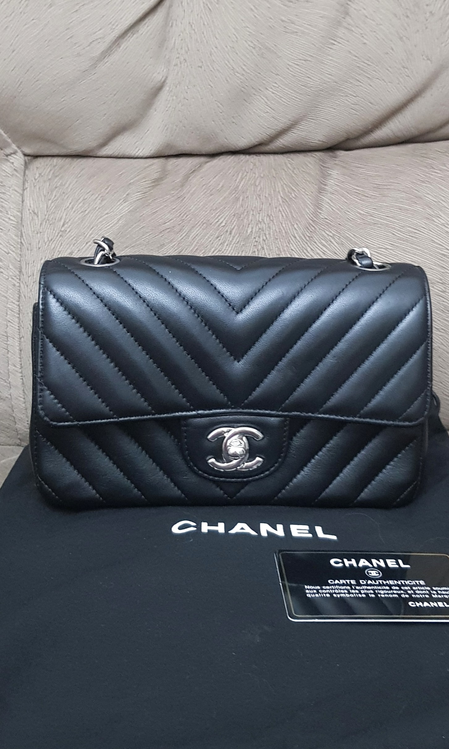Chanel Black Lambskin Chevron Double Classic Flap Bag GHW  AGL1823   LuxuryPromise