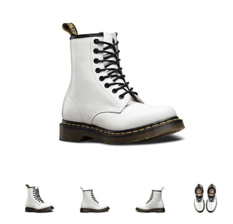 All white top dr martens boots