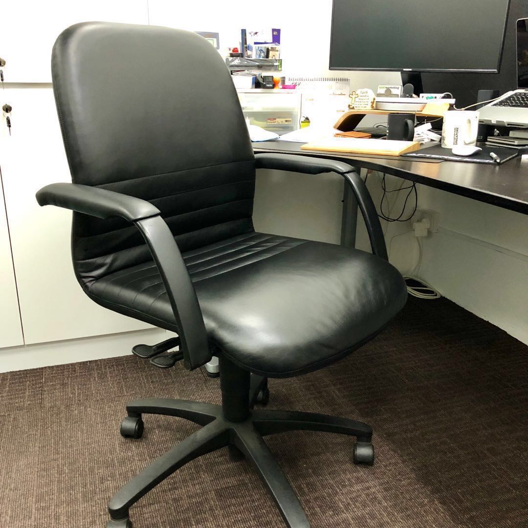 Full Genuine Leather Office Chair (German), Furniture & Home Living