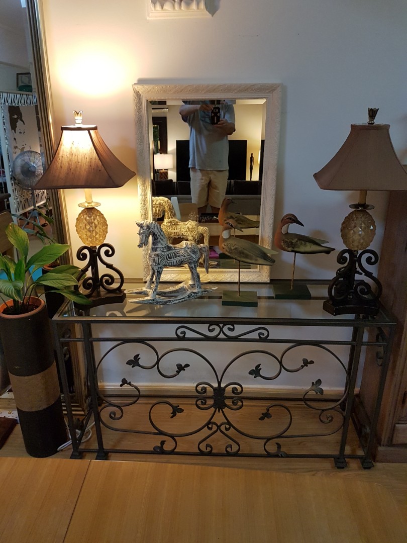 Gorgeous Glasstop Wrought Iron Console