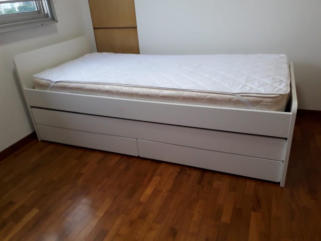 Ikea S Slakt Trundle Bed Upper Lower Pull Out Bunk Furniture Beds Mattresses On Carousell