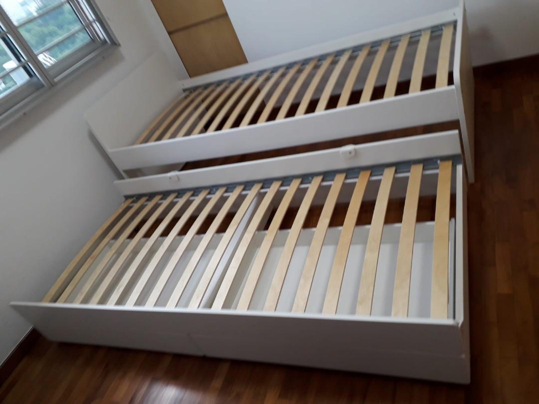 Ikea's SLAKT trundle bed (upper + lower pullout bunk), Furniture
