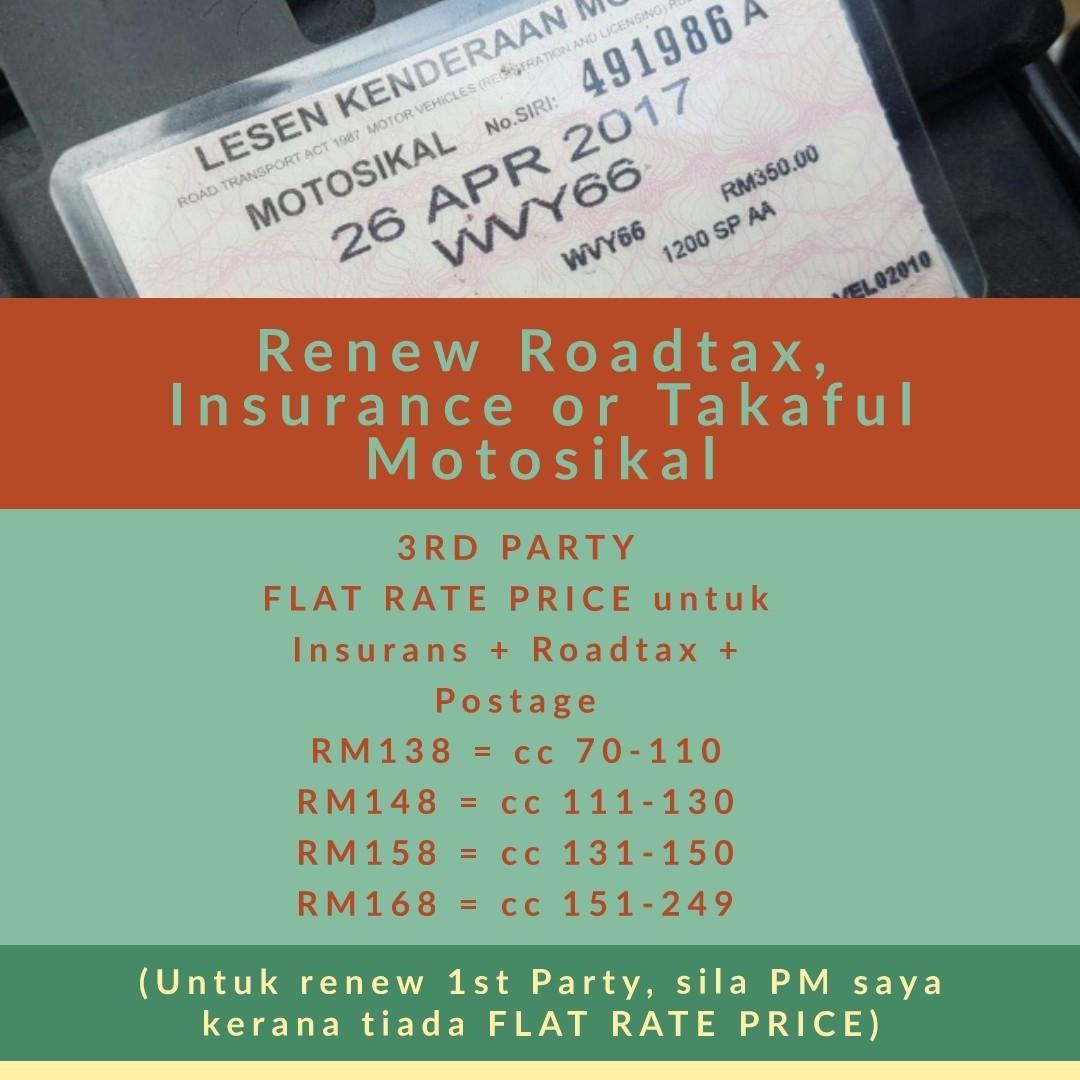 Jom Renew Roadtax Insurance Takaful Insurans Cukai Jalan Murah 3rd Party Motorbikes On Carousell