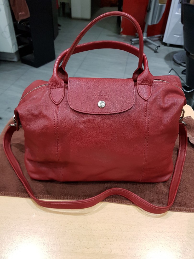 longchamp cuir red lacquer