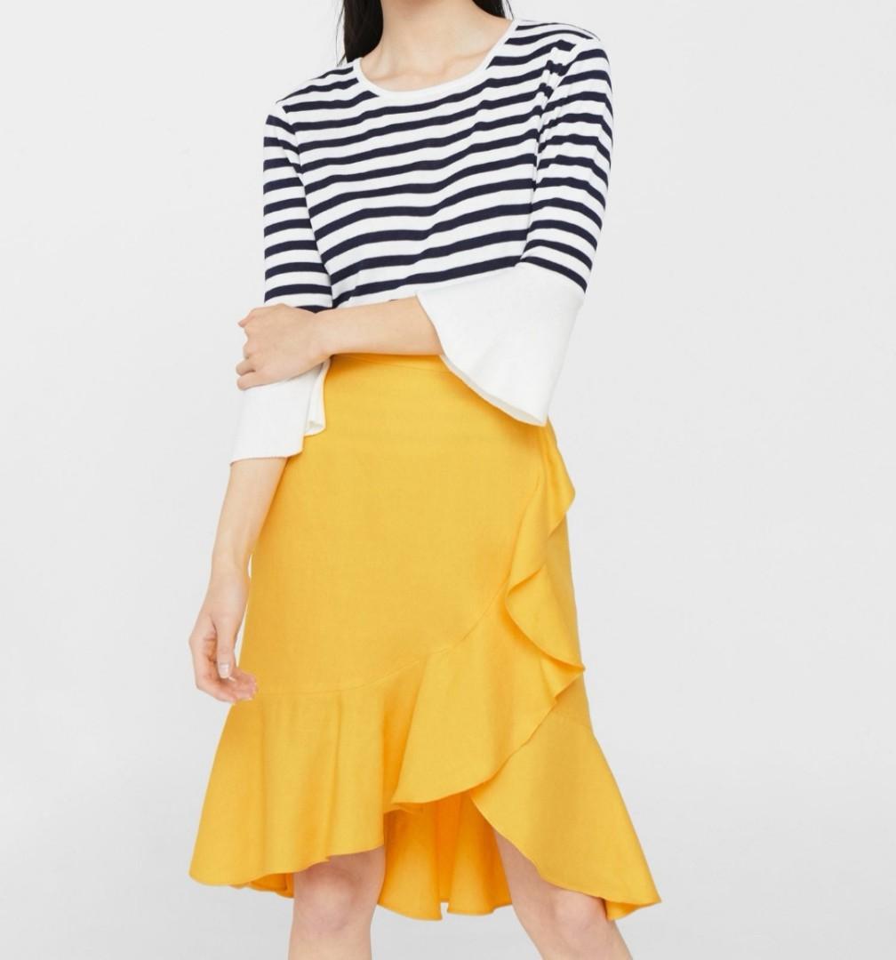 Mustard frill cheap skirt