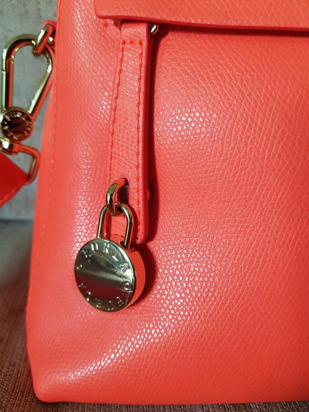FURLA Piper Medium Dome Satchel Neon Orange Luxury Bags