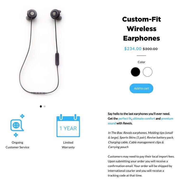 Revols custom fit wireless in ear earphones Audio Earphones on