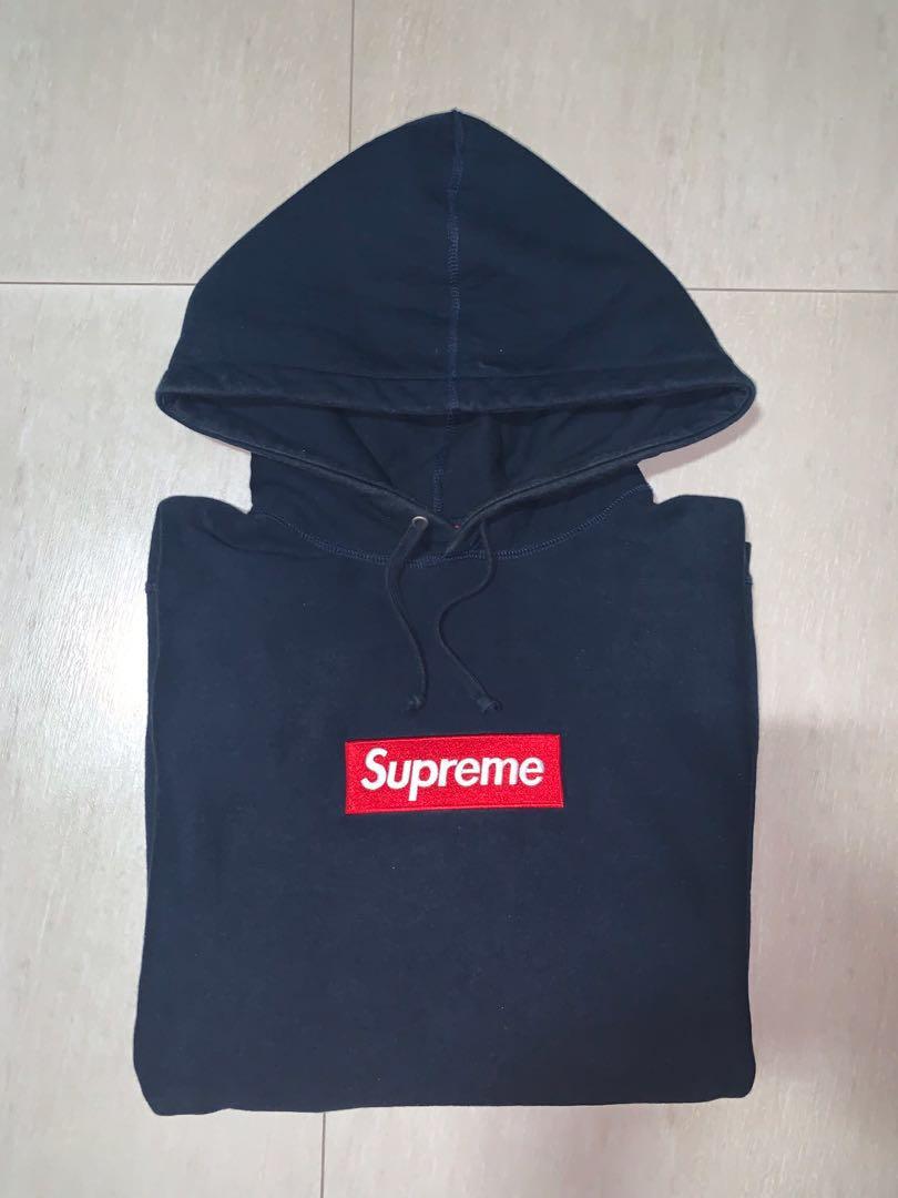 Supreme Navy Box Logo Hoodie XL